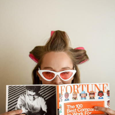 Retro woman in curlers